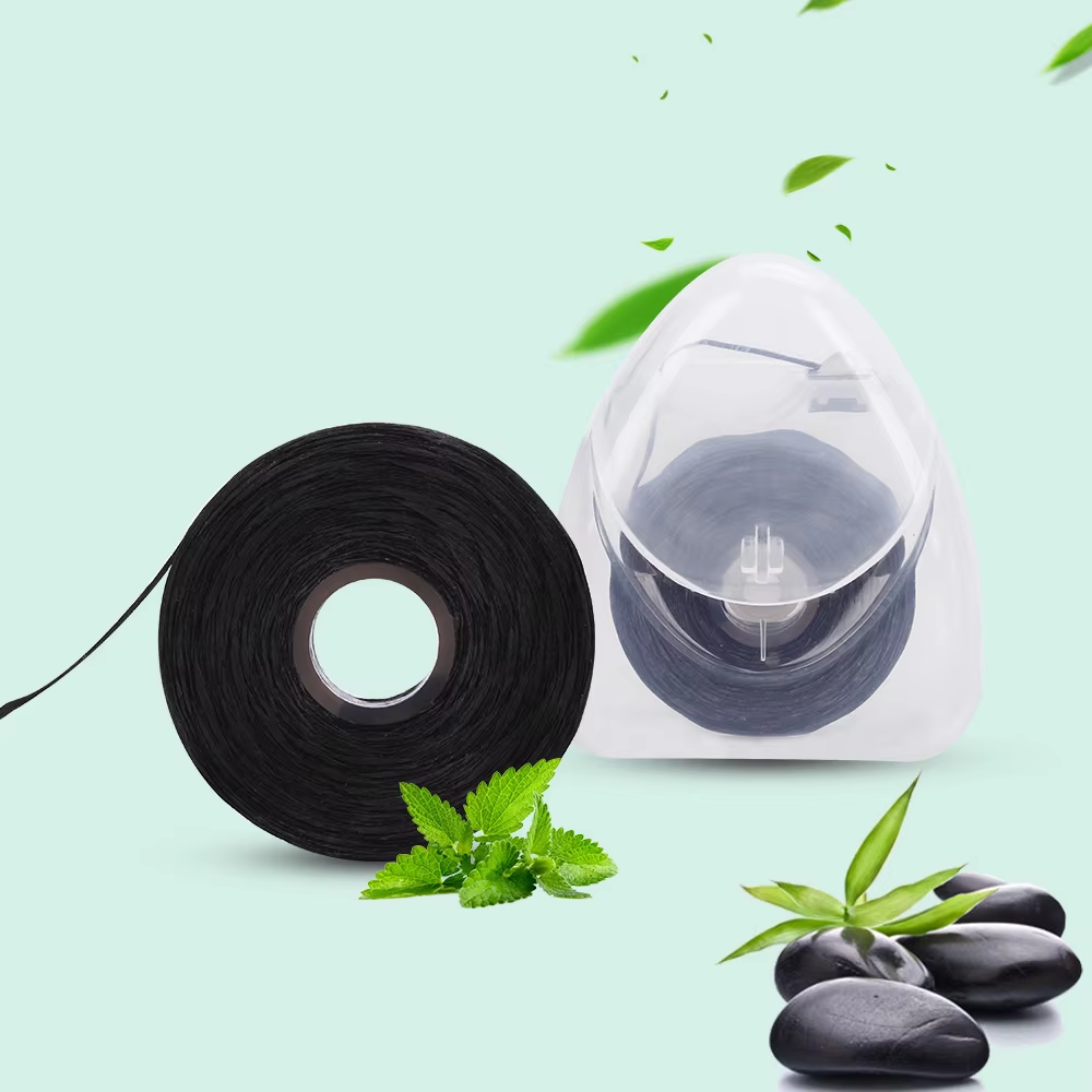 Bamboo Charcoal Dental Flosser Black Toothpick Mint flavor
