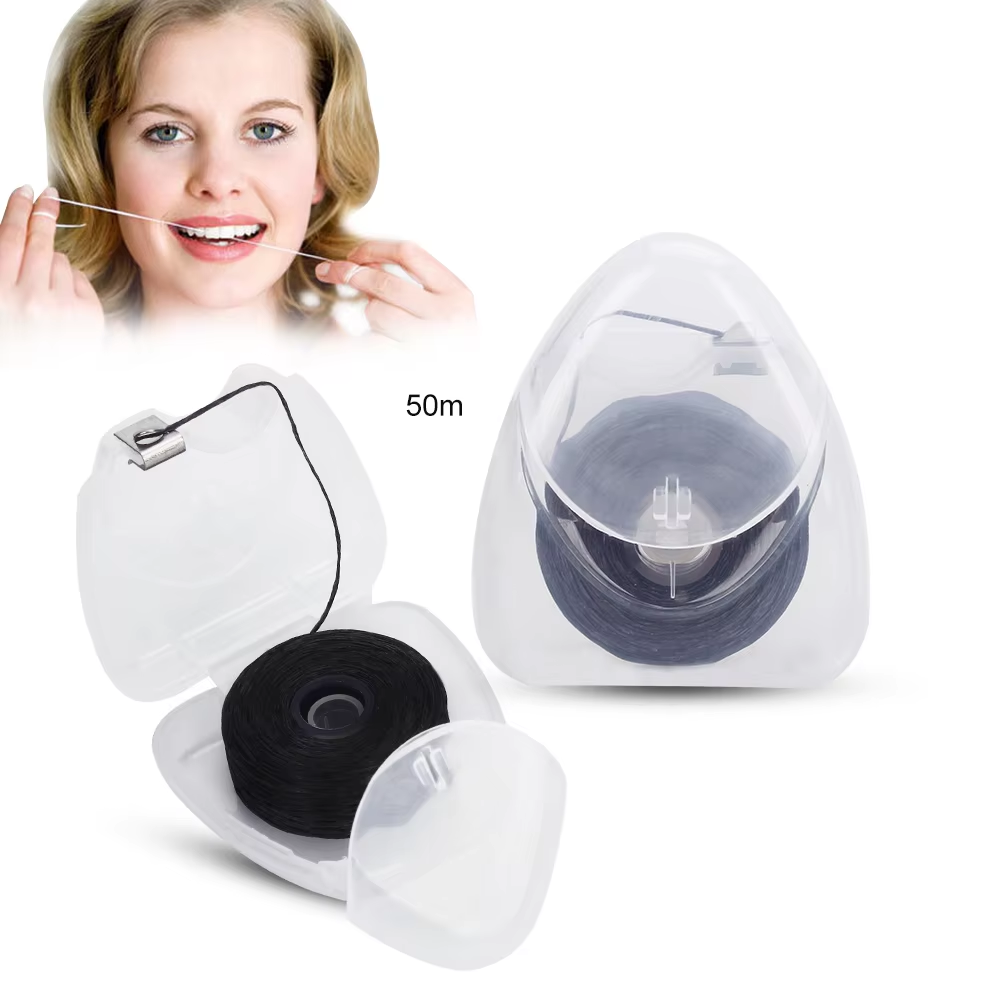 Bamboo Charcoal Dental Flosser Black Toothpick Mint flavor