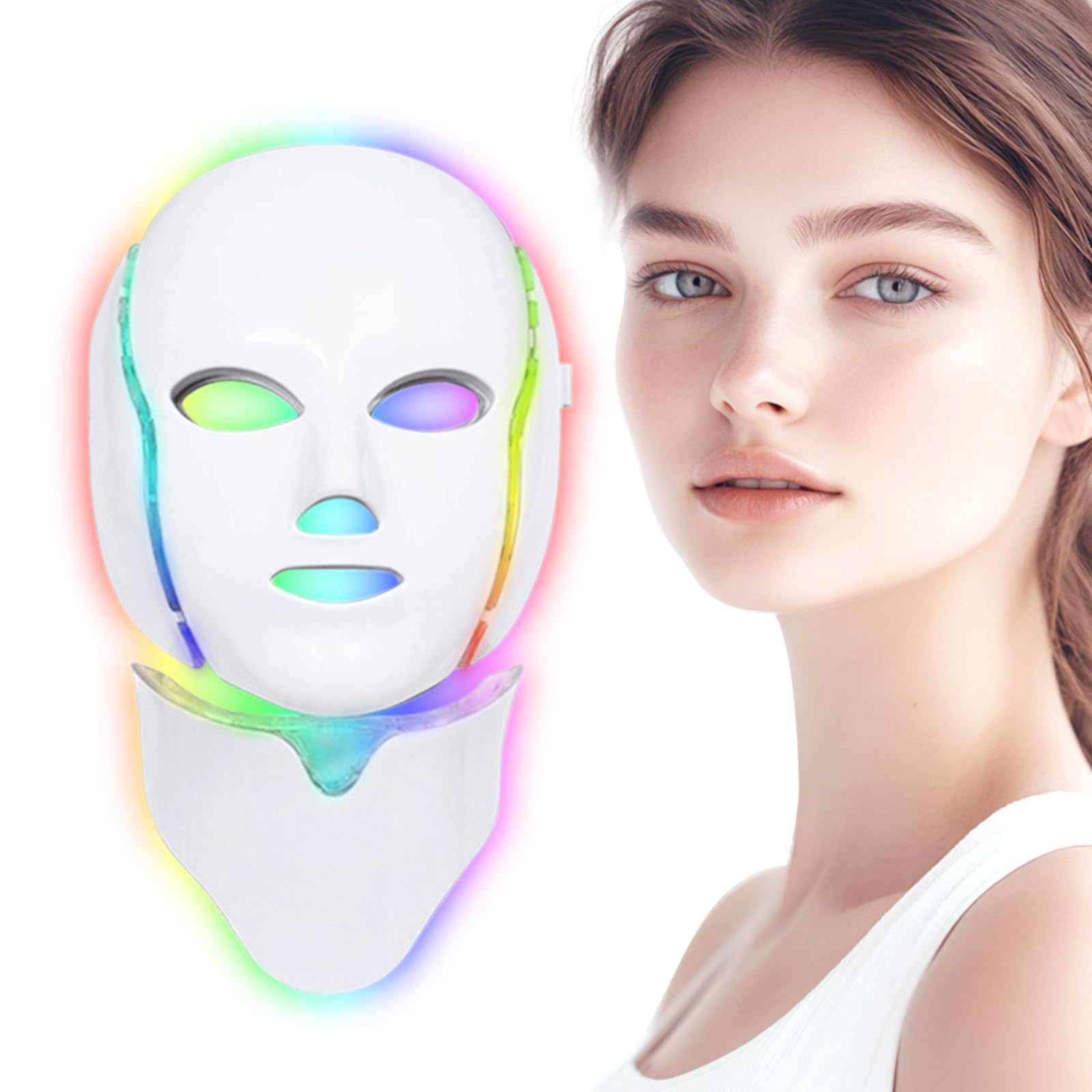 Led Face Mask Light Therapy Red Light Therapy for Face 7 Led Light Therapy Facial Skin Care Mask At Home Bright- Dent Store
